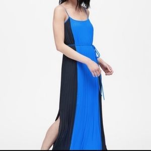 BR: Color-block Pleated Maxi Dress ~ Cobalt & Navy